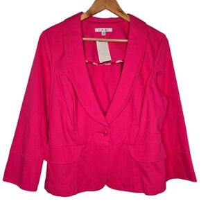 Cabi Womens Pink Woven Office Corporate Cotton Stretch Single Breasted Blazer 10